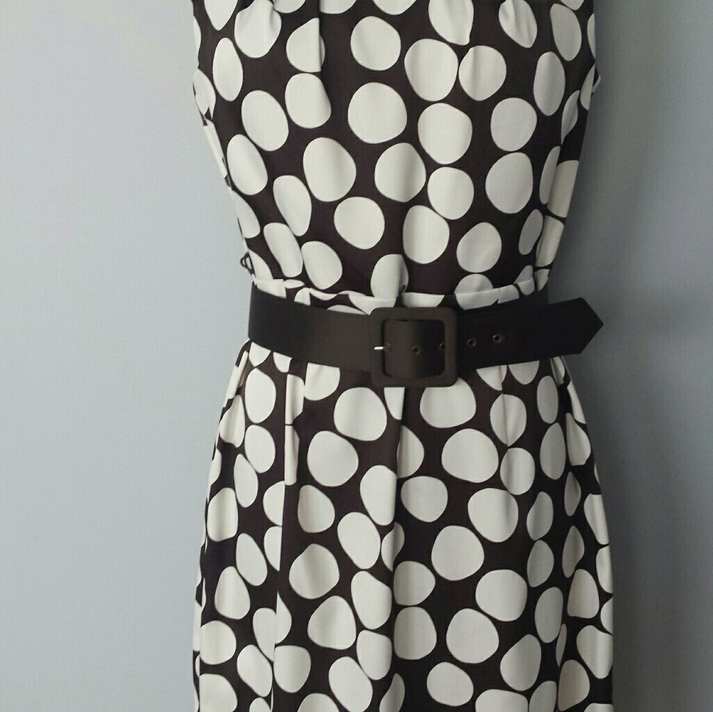 AB Studio dark brown with white polka dots dress